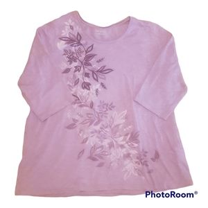 Catherine's Purple Floral Top Size 1X 18/20